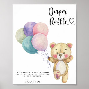 Teddybär-Ballons - Windel-Raffel Poster