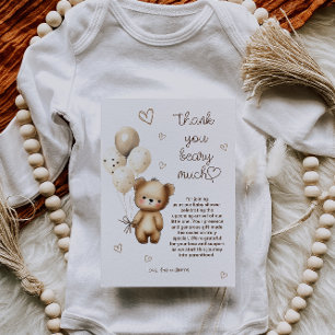 Teddybär-Balloons Aquarell Beige Tann Dankeskarte