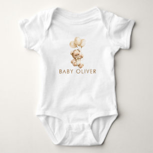 Teddybär & beigefarbene Ballons Süßes Geschenk zur Baby Strampler