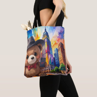 Teddybär bereist die Stadt NYC-Touristenurlaub Tasche
