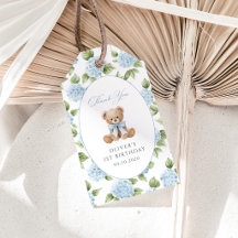 Teddybär, blaues Band, blaue Blumen, erster Geburt