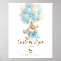 Teddybär Blaues Luftballon Schleife Baby Junge Sho