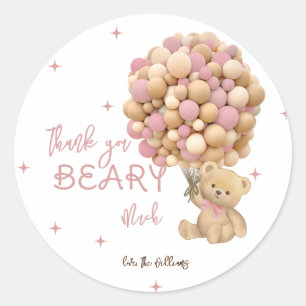 Teddybär Boho Süße Baby Mädchen Dusche Dankeschön Runder Aufkleber