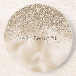 Teddybär Braun Gold Glam Glitter Getränkeuntersetzer