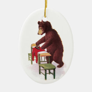 Teddybär-bügelnde Kleidung Keramikornament