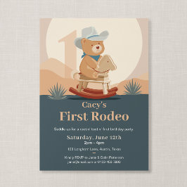 Teddybär-Cowboy zum ersten Rodeo-Geburtstag Einladung