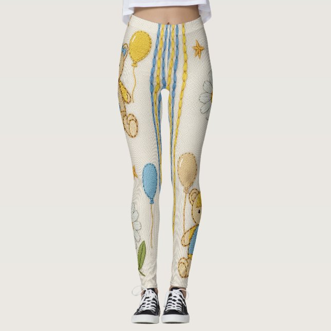 Teddybär-Daisy-Garten-Muster (10) Leggings (Vorderseite)