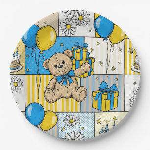 Teddybär-Daisy-Garten-Muster (4) Pappteller