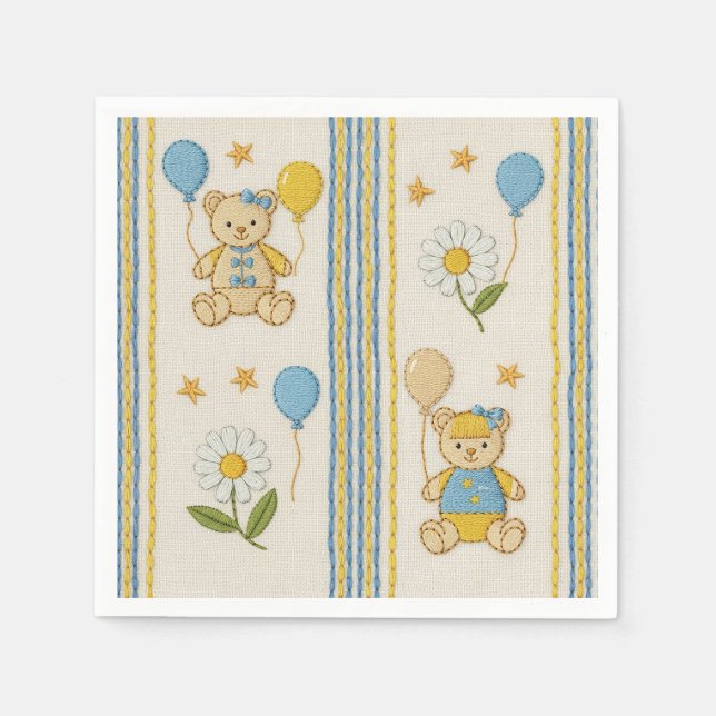 Teddybär-Daisy-Gartenmuster (10) Serviette (Vorderseite)