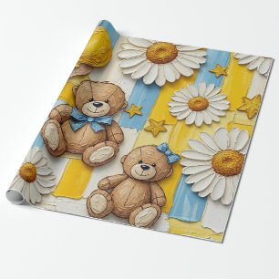 Teddybär-Daisy-Gartenmuster (11) Geschenkpapier