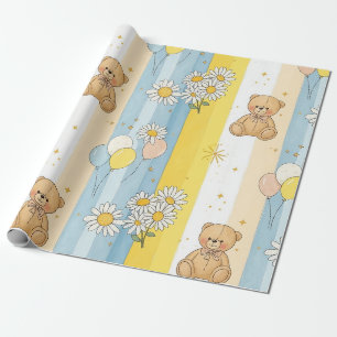 Teddybär-Daisy-Gartenmuster (13) Geschenkpapier