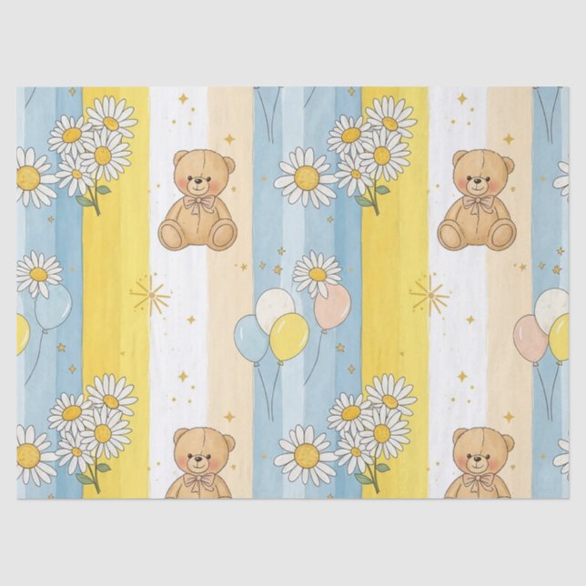 Teddybär-Daisy-Gartenmuster (13) Seidenpapier (Vorderseite)