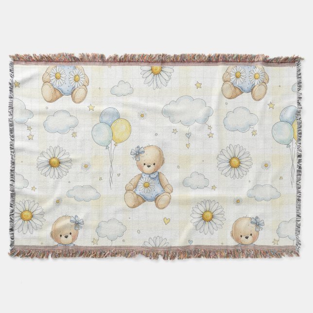 Teddybär-Daisy-Gartenmuster (15) Decke (Vorderseite)