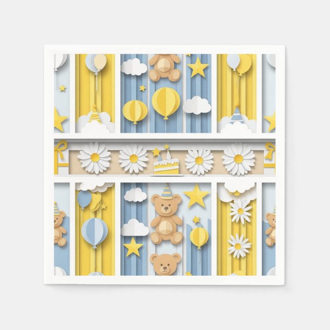 Teddybär-Daisy-Gartenmuster (18) Serviette (Vorderseite)