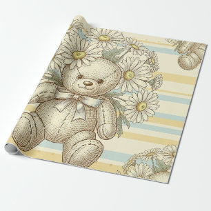 Teddybär-Daisy-Gartenmuster (1) Geschenkpapier