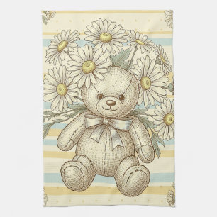 Teddybär-Daisy-Gartenmuster (1) Geschirrtuch