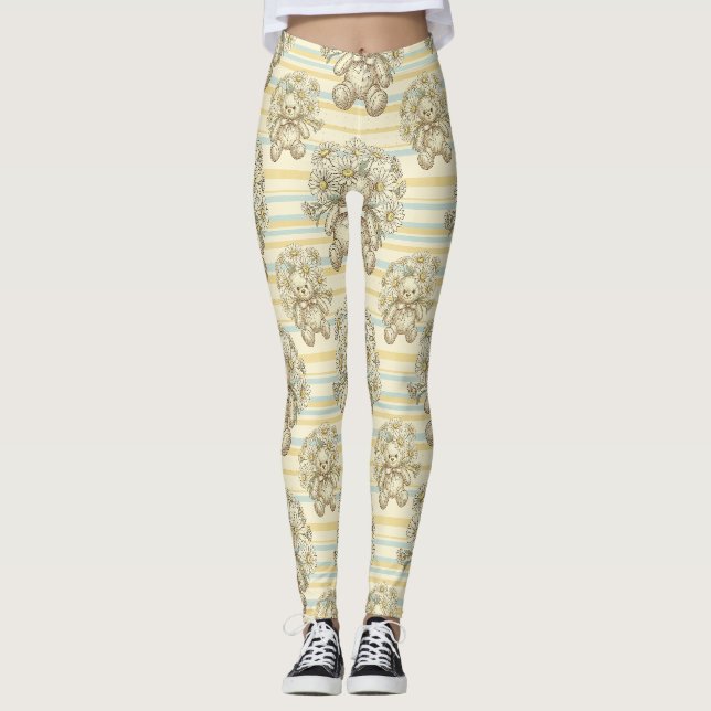 Teddybär-Daisy-Gartenmuster (1) Leggings (Vorderseite)