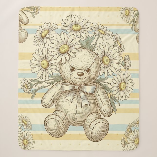 Teddybär-Daisy-Gartenmuster (1) Sherpadecke (Vorderseite)