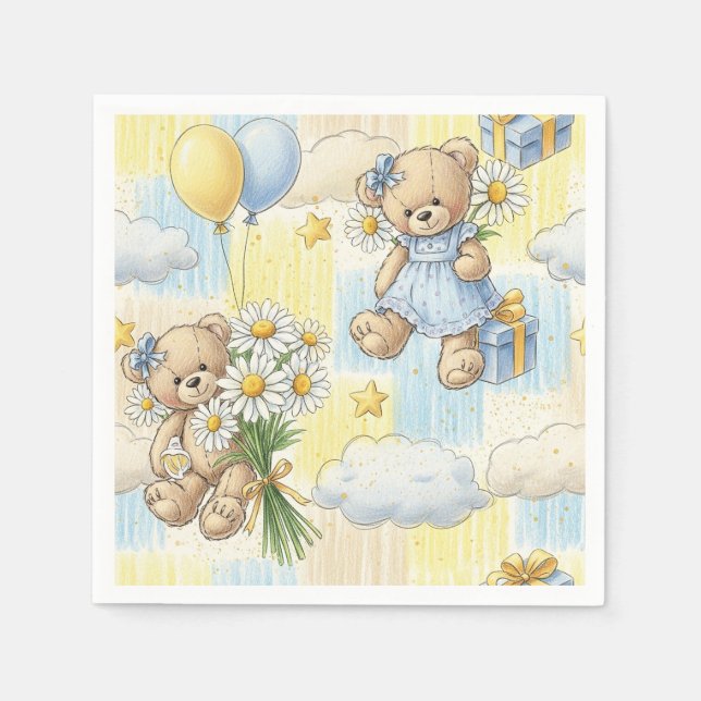Teddybär-Daisy-Gartenmuster (2) Serviette (Vorderseite)