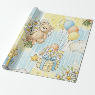 Teddybär-Daisy-Gartenmuster (3) Geschenkpapier