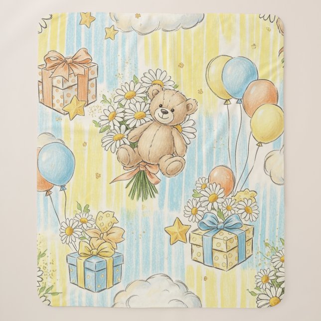 Teddybär-Daisy-Gartenmuster (3) Sherpadecke (Vorderseite)