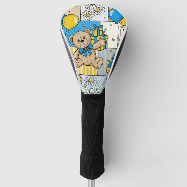 Teddybär-Daisy-Gartenmuster (4) Golf Headcover (Vorderseite)