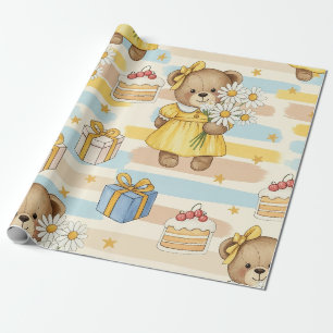 Teddybär-Daisy-Gartenmuster (5) Geschenkpapier