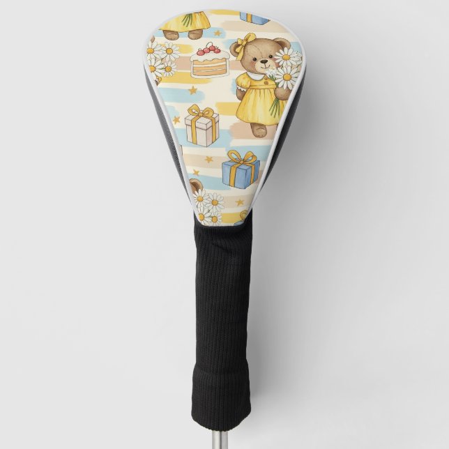 Teddybär-Daisy-Gartenmuster (5) Golf Headcover (Vorderseite)