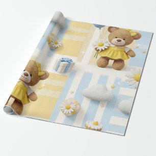 Teddybär-Daisy-Gartenmuster (8) Geschenkpapier