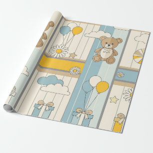 Teddybär-Daisy-Gartenmuster (9) Geschenkpapier