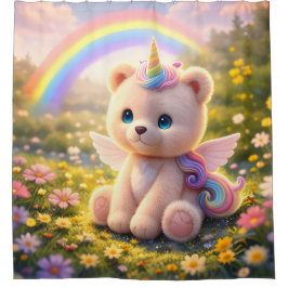Teddybär-Einhorn-Luxus-Duschvorhang Duschvorhang