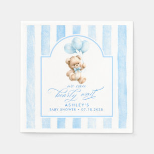 Teddybär Elegant Hellblau gestreifte Babyparty Serviette