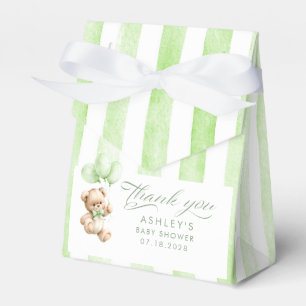 Teddybär Elegant Hellgrün gestreifte Babyparty Geschenkschachtel