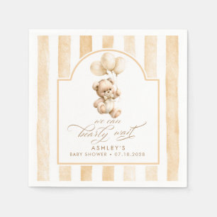 Teddybär Elegant Sanft Braun Streifen Baby Shower Serviette