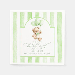 Teddybär Elegant Weiche Grüne Streifen Baby Shower Serviette