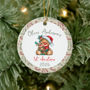 Teddybär Erstes Weihnachten Baby Junge oder Mädche Keramik Ornament