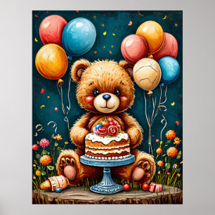 Teddybär-Feier Geburtstagskinder Partydekoration Poster