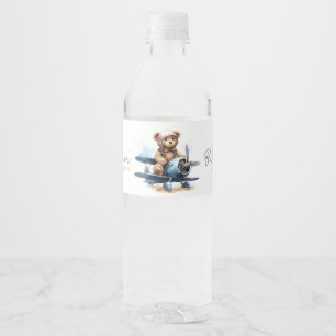 Teddybär-Flugzeug-Aquarell-Jungen-Baby-Party