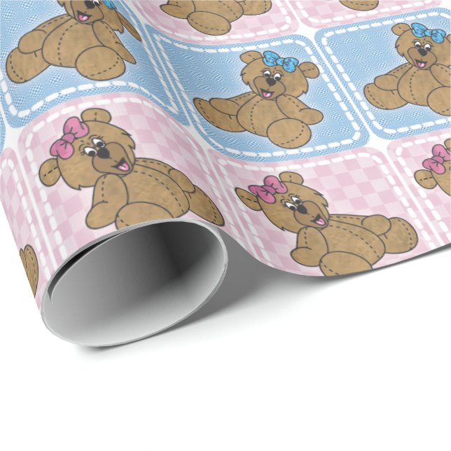 Teddybär für Jungen oder Mädchen Geschenkpapier (Rolleneckpunkt)