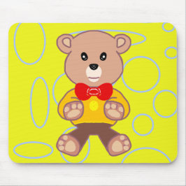 Teddybär Gelbe geometrische Kreise Schleifen Mausp Mousepad