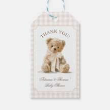 Teddybär Gingham Baby Shower Dankeschön