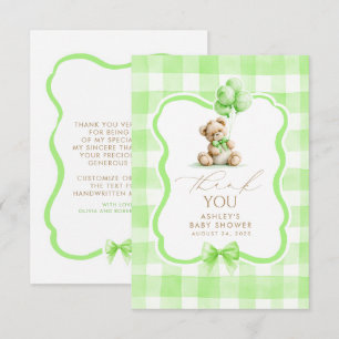 Teddybär Grün Gingham Niedlich Danke