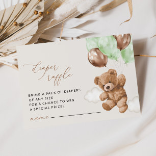 Teddybär, Grüne Balloons, Windelrumpf Begleitkarte