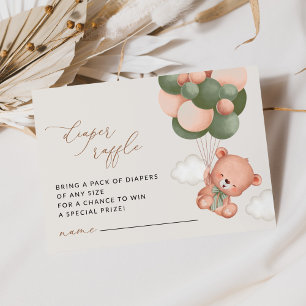 Teddybär, Grüne Balloons, Windelrumpf Begleitkarte