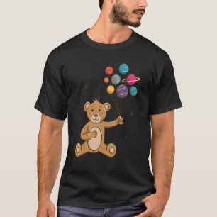 Teddybär hält Planetenballons Weltraum T-Shirt
