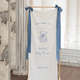 Teddybär handgezeichnete Babyparty für Jungen Banner