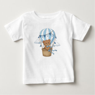 Teddybär Heißluftballon Blau Kinderzimmer Design Baby T-shirt
