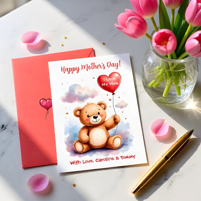 Teddybär Herz Muttertag Feiertagskarte (Von Creator hochgeladen)