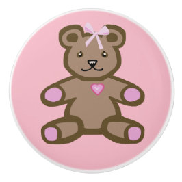 Teddybär, hübsch-braun-pinkfarben keramikknauf