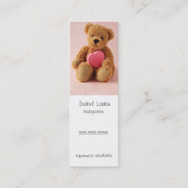 Teddybär I luv u Lesezeichen-Geschäftskarte Mini Visitenkarte (Rückseite)